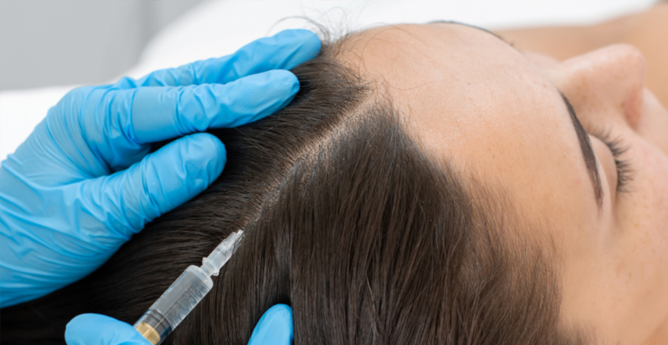 Paciente con tratamiento para alopecia y caída del cabello